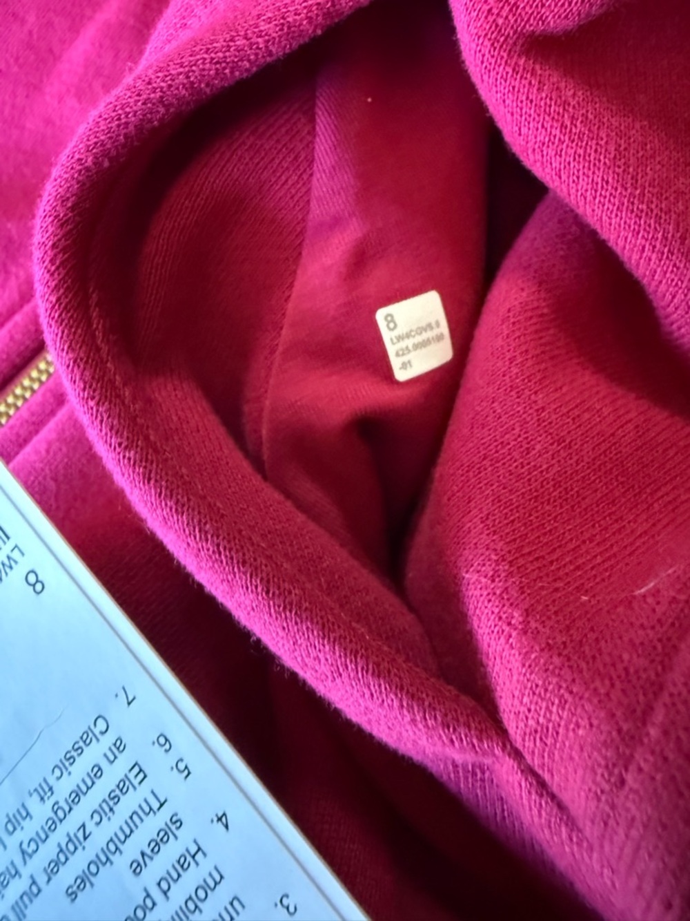NWT Lululemon Scuba Hoodie Full Zip Berry Rumble / Gold – Size 8 - Picture 8 of 9